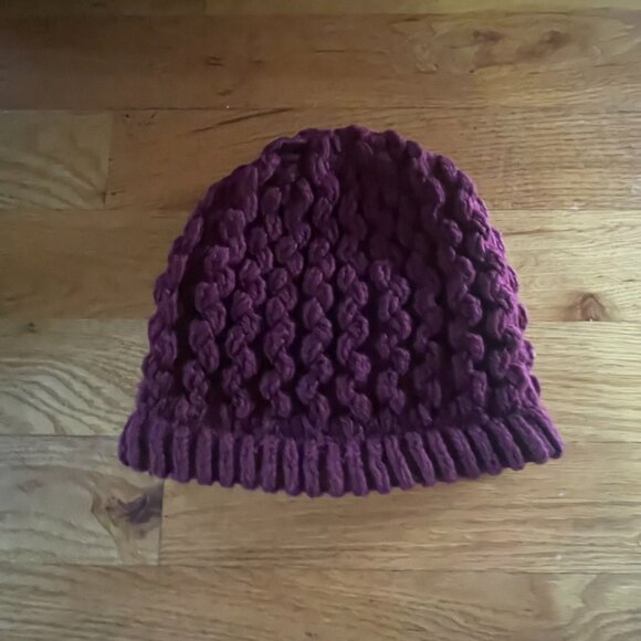 Vintage Hansen Chunky Knit Beanie Hat Plum Purple One Size Made in USA - Picture 4 of 5